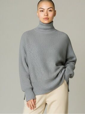 Banana Republic Ribbed Sweater Women’s SZ S Mock Neck Preppy Cotton Boho Long Sl